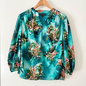 🌸INC International Concepts Teal Floral Blouse